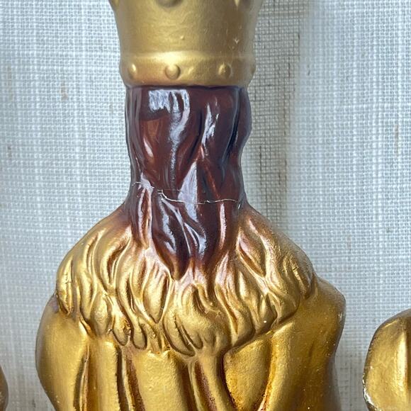 Vintage Mid Century 3 King Candle Holder Painted Plaster Wisemen Christmas Decor - Picture 8 of 13